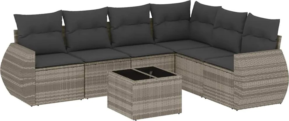 vidaXL Set canapele de grădină cu perne, 7piese gri deschis poliratan