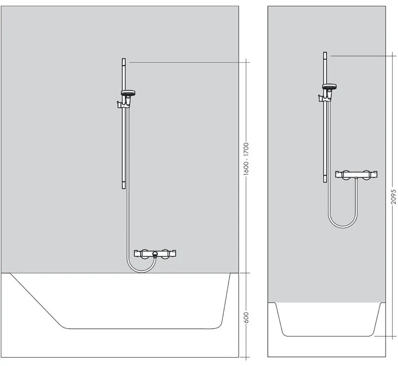 Set de dus cu bara 65 cm Hansgrohe, Raindance Select E, crom