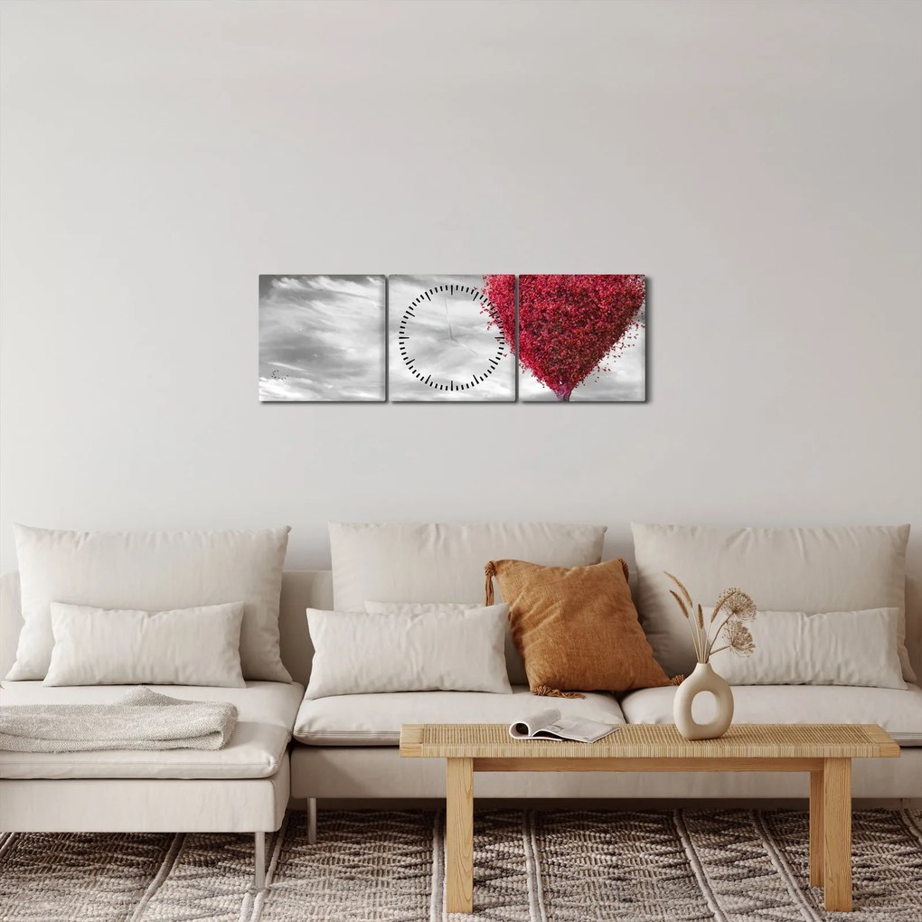 Tablou -Inima din coroanele copacilor (cu ceas) (90x30 cm)