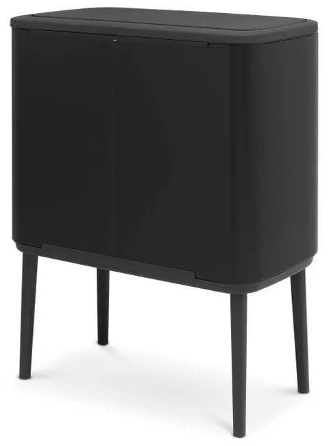Coș de gunoi negru mat de reciclat/cu senzori de atingere din oțel 34 l Bo Touch Bin – Brabantia