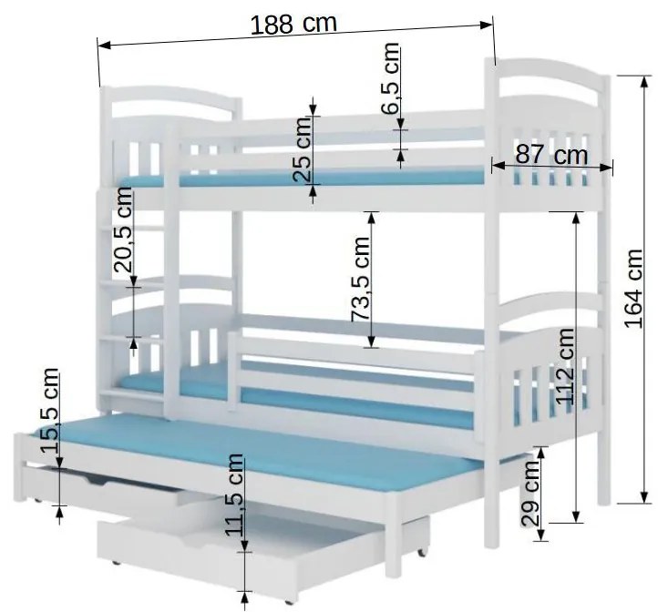 Zondo Pat etajat pentru copii 180x80 cm. 1052264