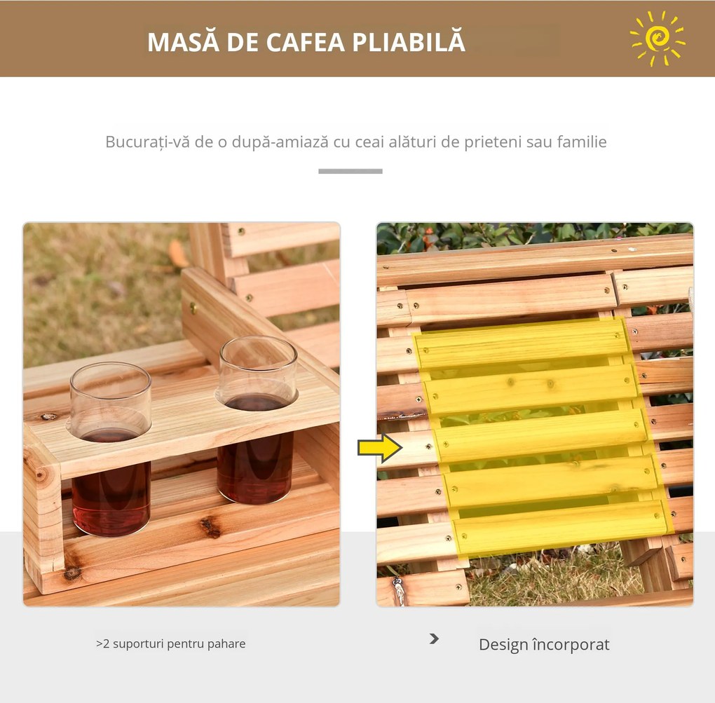 Outsunny Leaganr Gradina Suspendat cu 3 Locuri din Lemn pentru Gradina sau Terasa | Aosom Romania