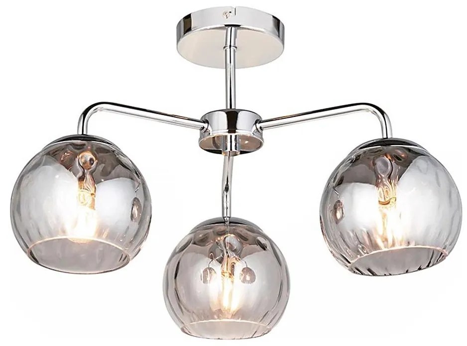 Endon 97971 - Lustră aplicată DIMPLE 3xE14/25W/230V crom lucios/gri fumuriu