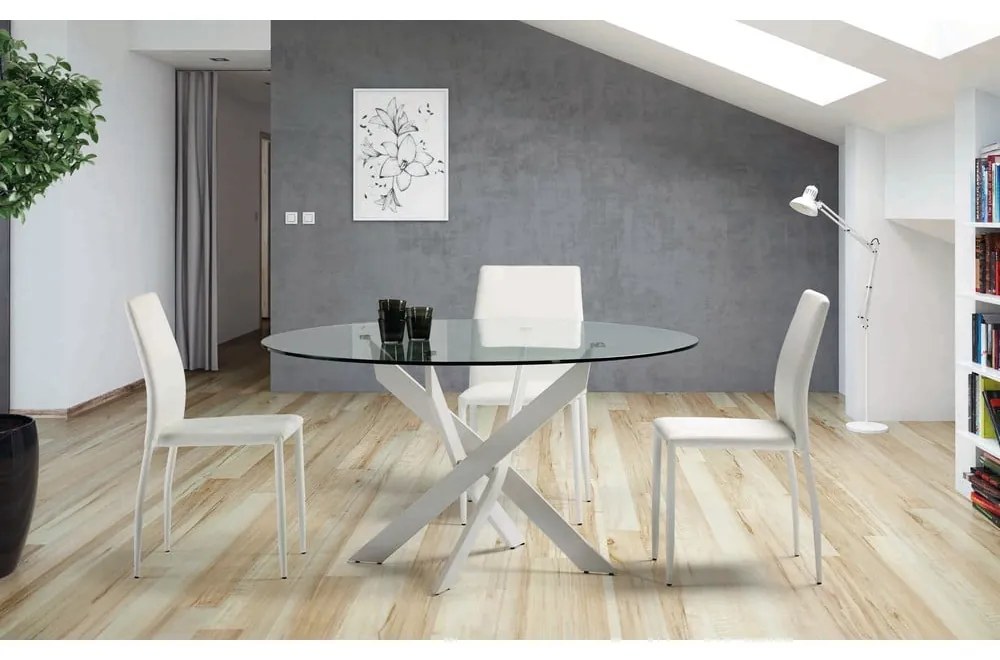 Masă de dining rotundă cu blat din sticlă 120x120 cm Ruth – Marckeric