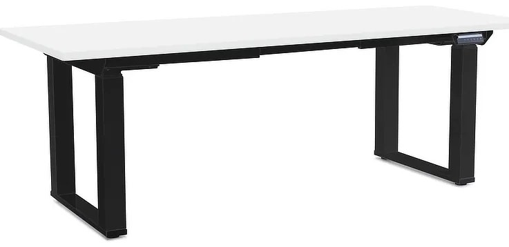 Masă înălțime reglabilă OfficeTech Strong 200 x 80 cm, picioare negre, alb