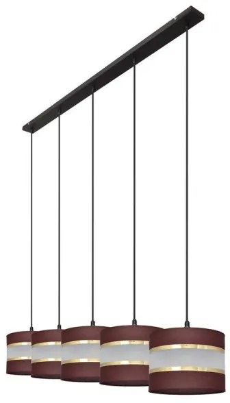 Lustră pe cablu HELEN 5xE27/15W/230V maro/neagră/aurie