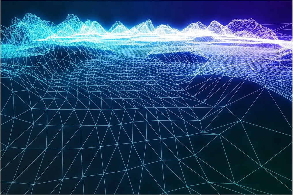 Tablou - Munți în model de calculator (90x60 cm)