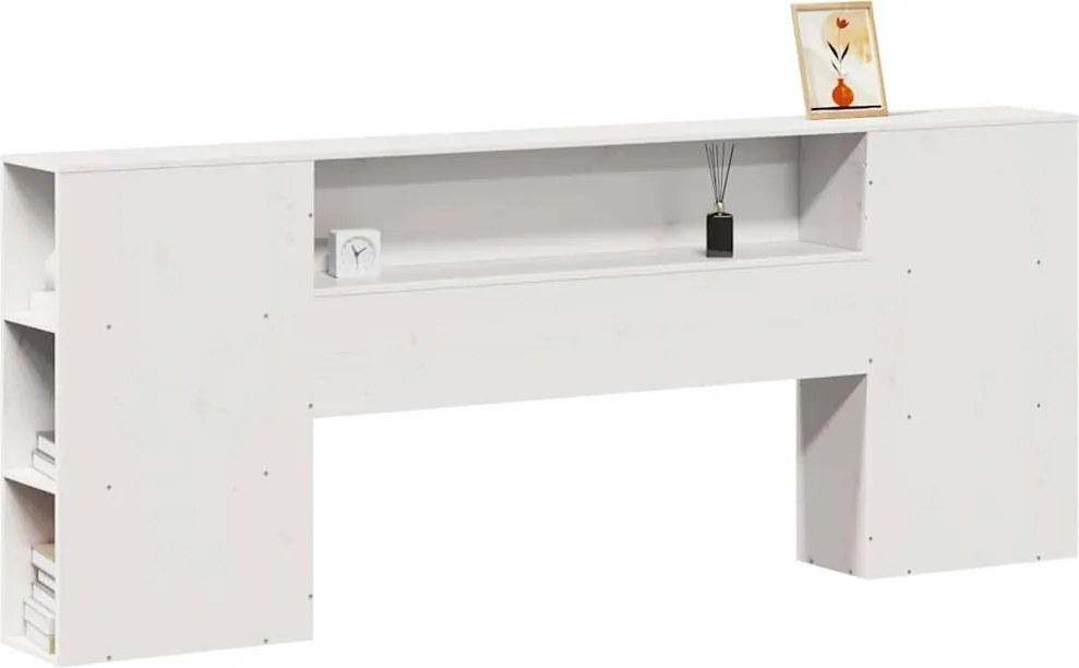 vidaXL Tăblie de pat cu depozitare alb 200 cm lemn masiv de pin