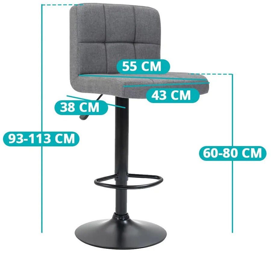 Scaune de bar tapitate 2 buc-gri deschis