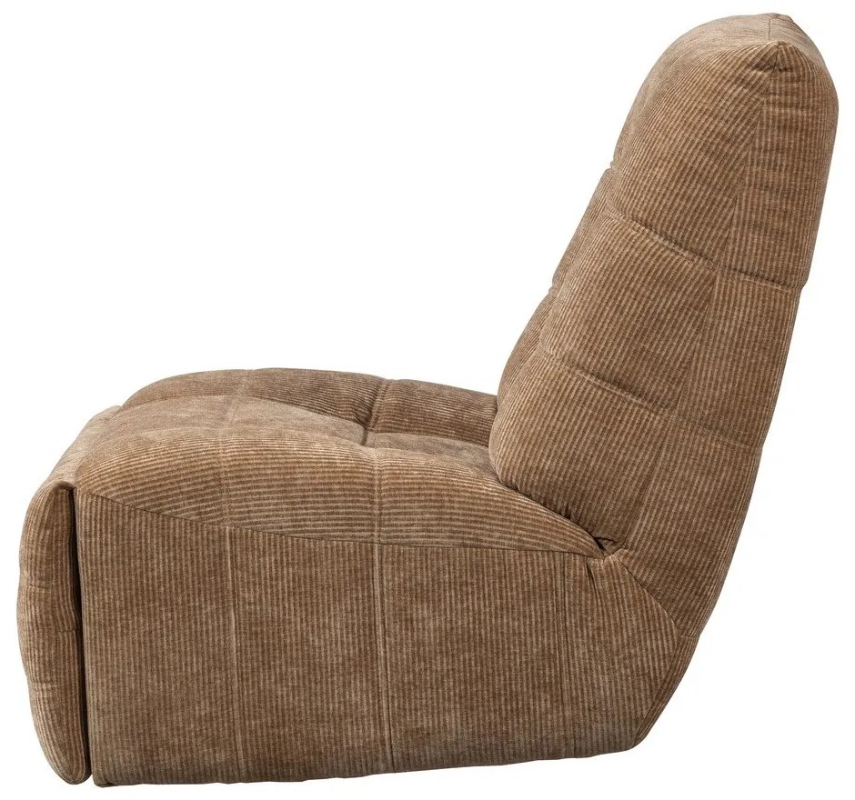 Fotoliu maro deschis reglabil de relaxare cu tapițerie din catifea reiată Hein – WOOOD