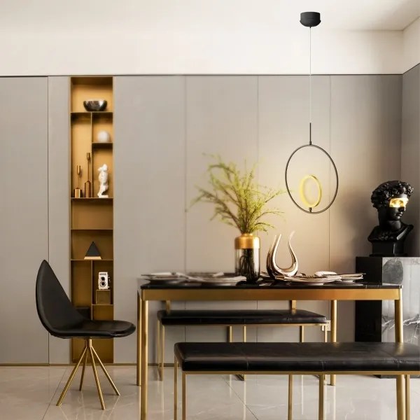 Lustră LED pe cablu Aigostar LED/15W/230V 6500K negru/auriu