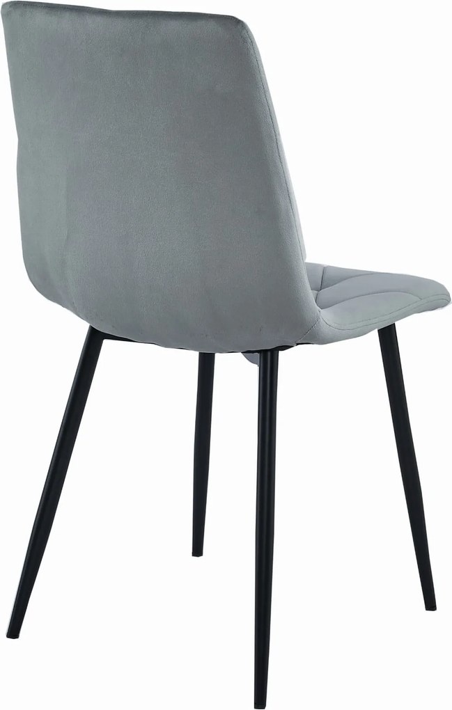 OFERTA Scaun de masa din catifea gri LIBRA cu picioare negre II. calitate