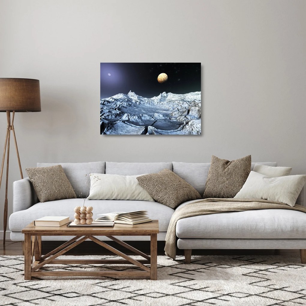 Tablou pe sticlă cu sat (70x50 cm)