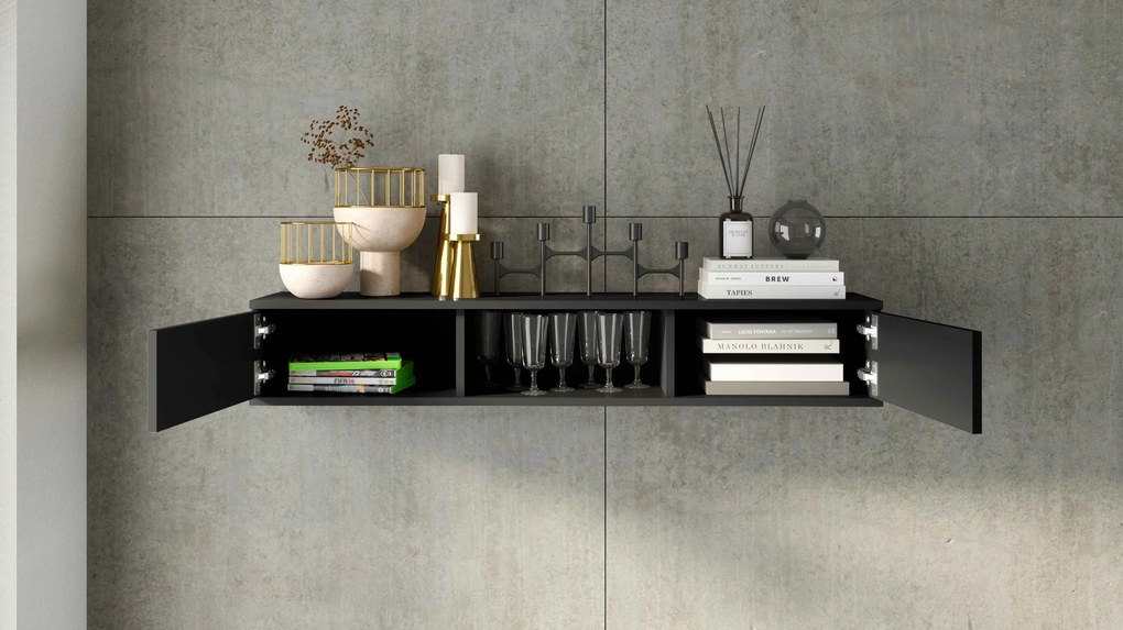 Polita cu dulapuri LANZZI 120 cm, neagra