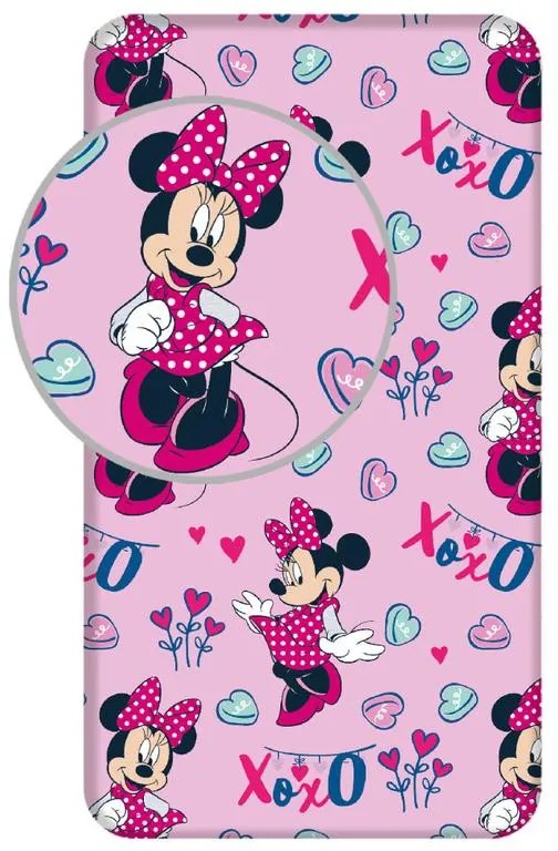 Disney Minnie XoXo cearșaf cu elastic 90x200 cm