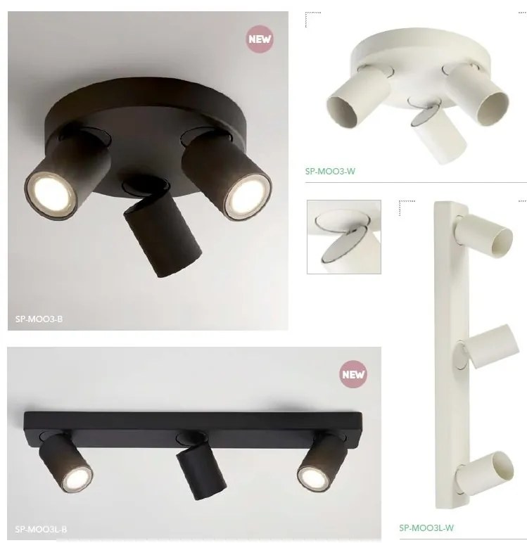 Corp aplicat cu 2 spoturi directionabile Moon 2 Bar, negru