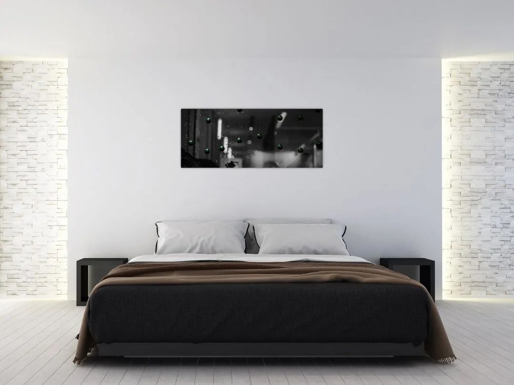 Tablou abstract - bilele verzi (120x50 cm)