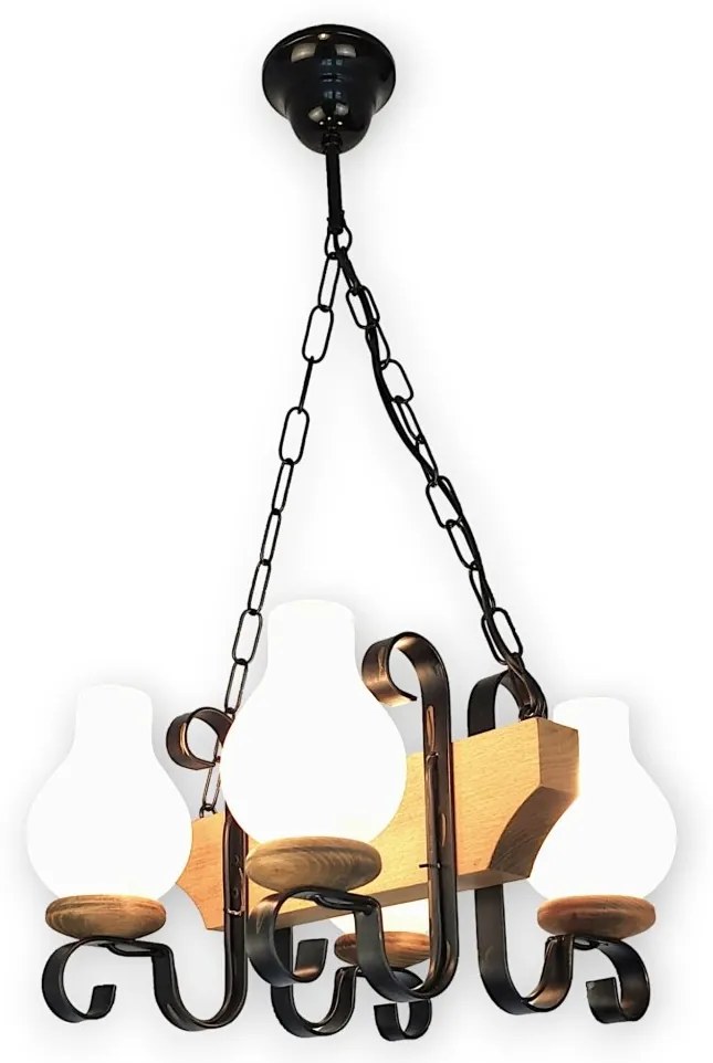 Candelabru rustic fabricat manual din lemn 4 brate Vela WOOD-VE-SP4