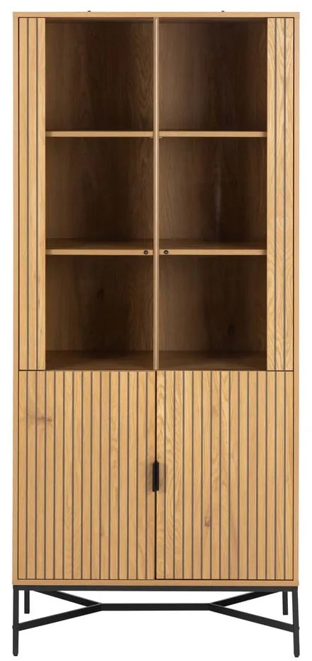 Vitrină în culoare naturală cu aspect de lemn de stejar 80x180x40 cm Jaipur – Actona