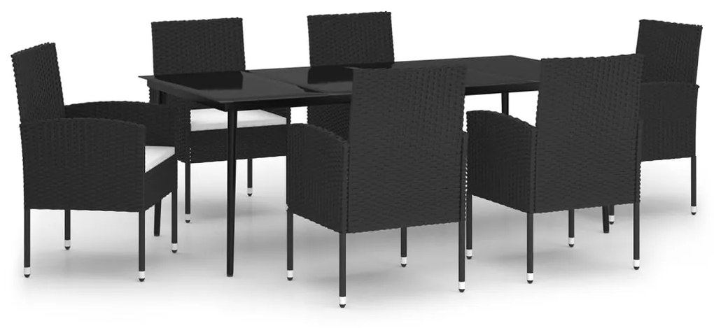 3099623 vidaXL Set de servit masa pentru grădină, 7 piese, negru