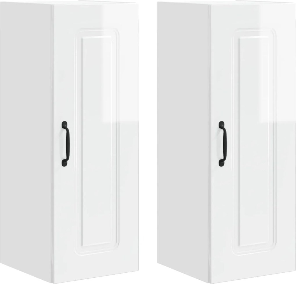vidaXL Dulap de bucătărie Kalmar 2 pcs Alb lucios 30 x 31 x 80 cm