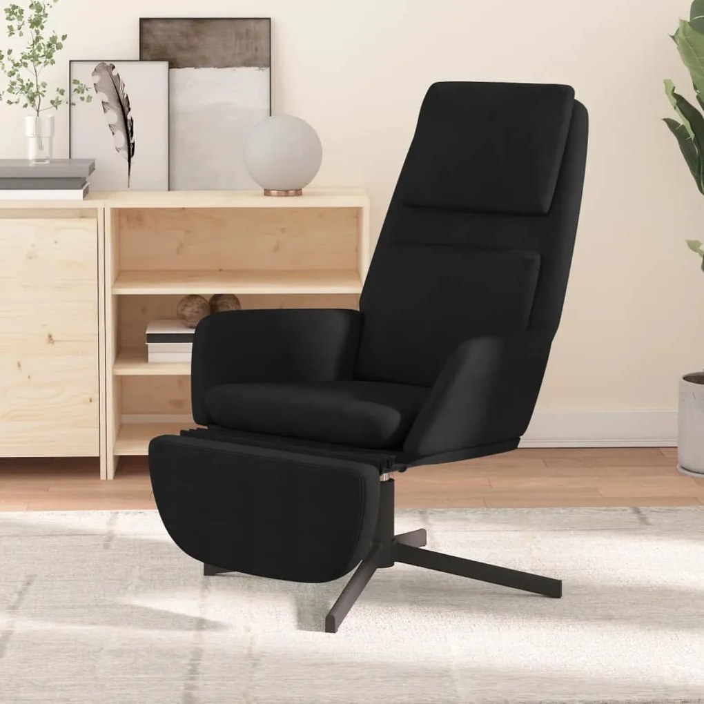 3097815 vidaXL Scaun de relaxare cu taburet, negru, catifea
