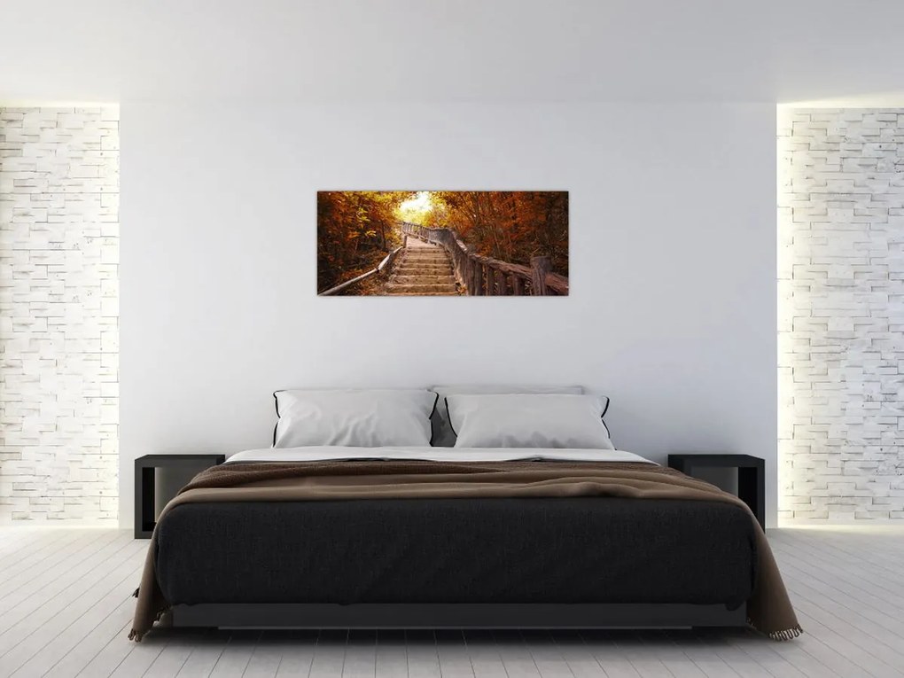 Tablou - Scări în natură în toamnă (120x50 cm)