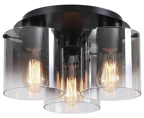 Plafonieră Searchlight SWEDEN 88911-3BK - 3xE27/60W/230V, Ø39 cm, negru/fumuriu