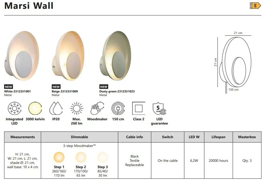Aplica de perete LED moderna lumina ambientala Marsi bej