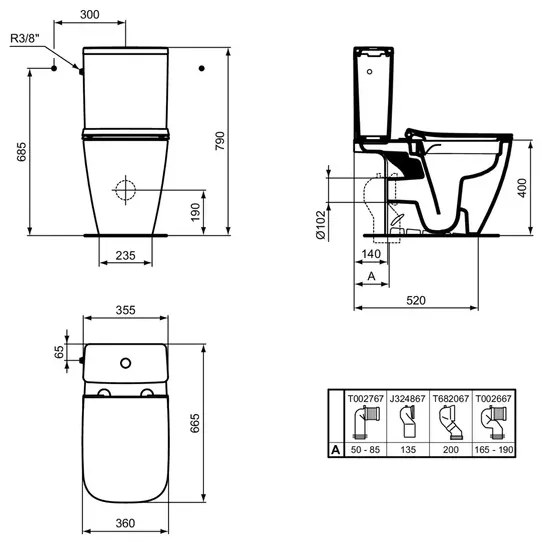 Vas WC pe pardoseala Ideal Standard i.life B gri lucios rimless