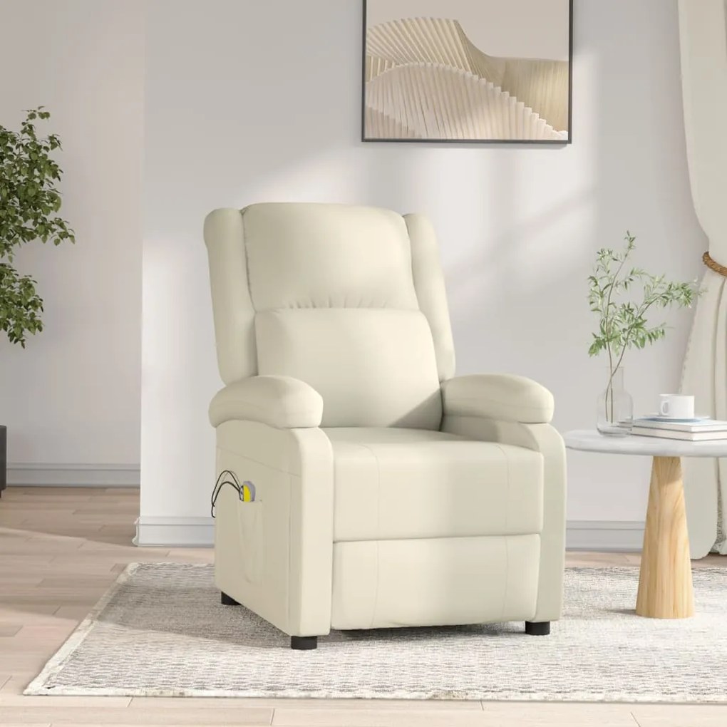 3073713 vidaXL Fotoliu de masaj electric, alb, piele ecologică