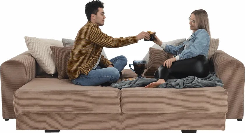 Canapea foarte spaţioasă, maro deschis, bej, crem, GILEN BIG SOFA