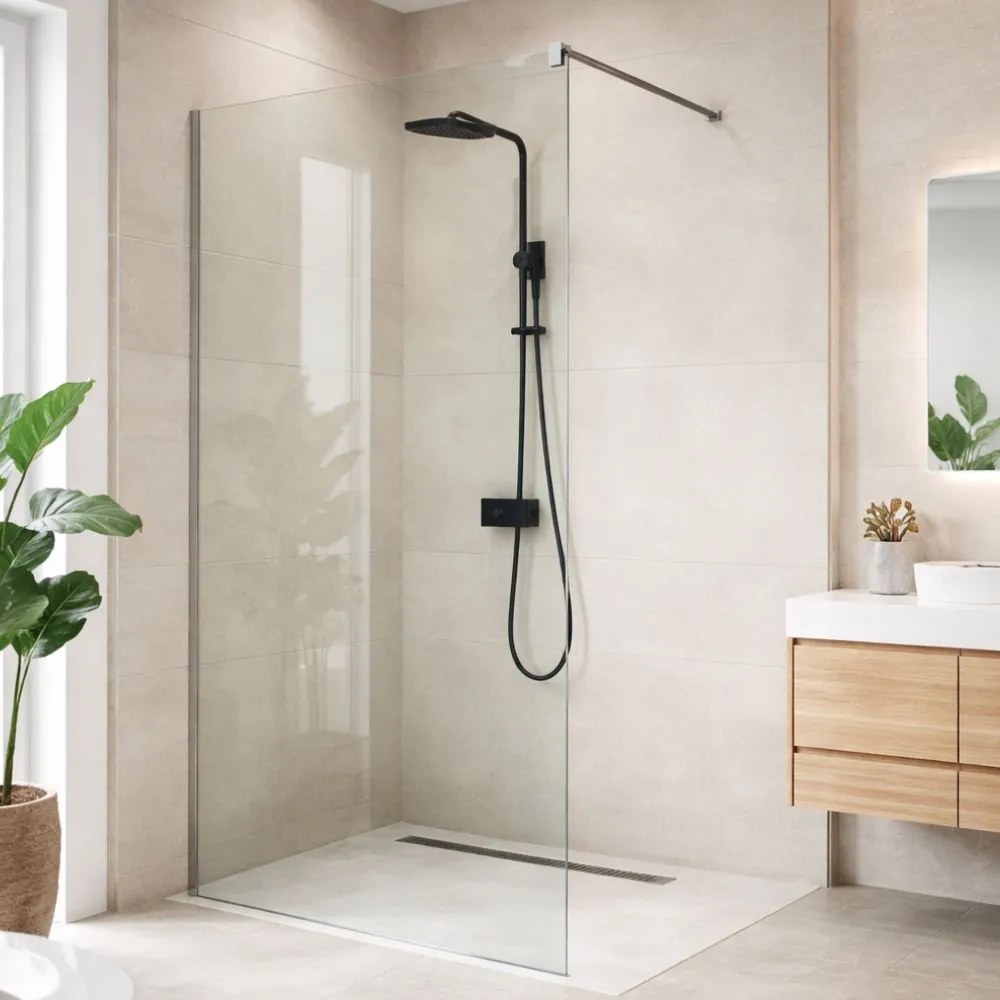 Paravan dus 90x200 cm cu sticla securizata 6 mm, protectie sticla Aquaperle, Easy Sanswiss 900x2000 mm