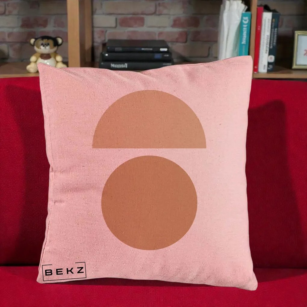 Perna Decorativa Geometric Minimalist Auriu, 40x40 cm, Roz, Husa Detasabila, Perna Inclusa, BEKZ®