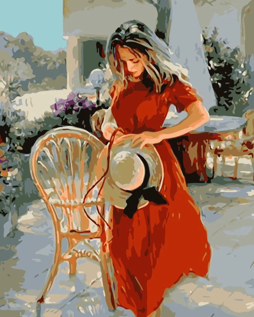 Pictura pe numere cu un cadru "Femeie cu pălărie" 50x40 cm