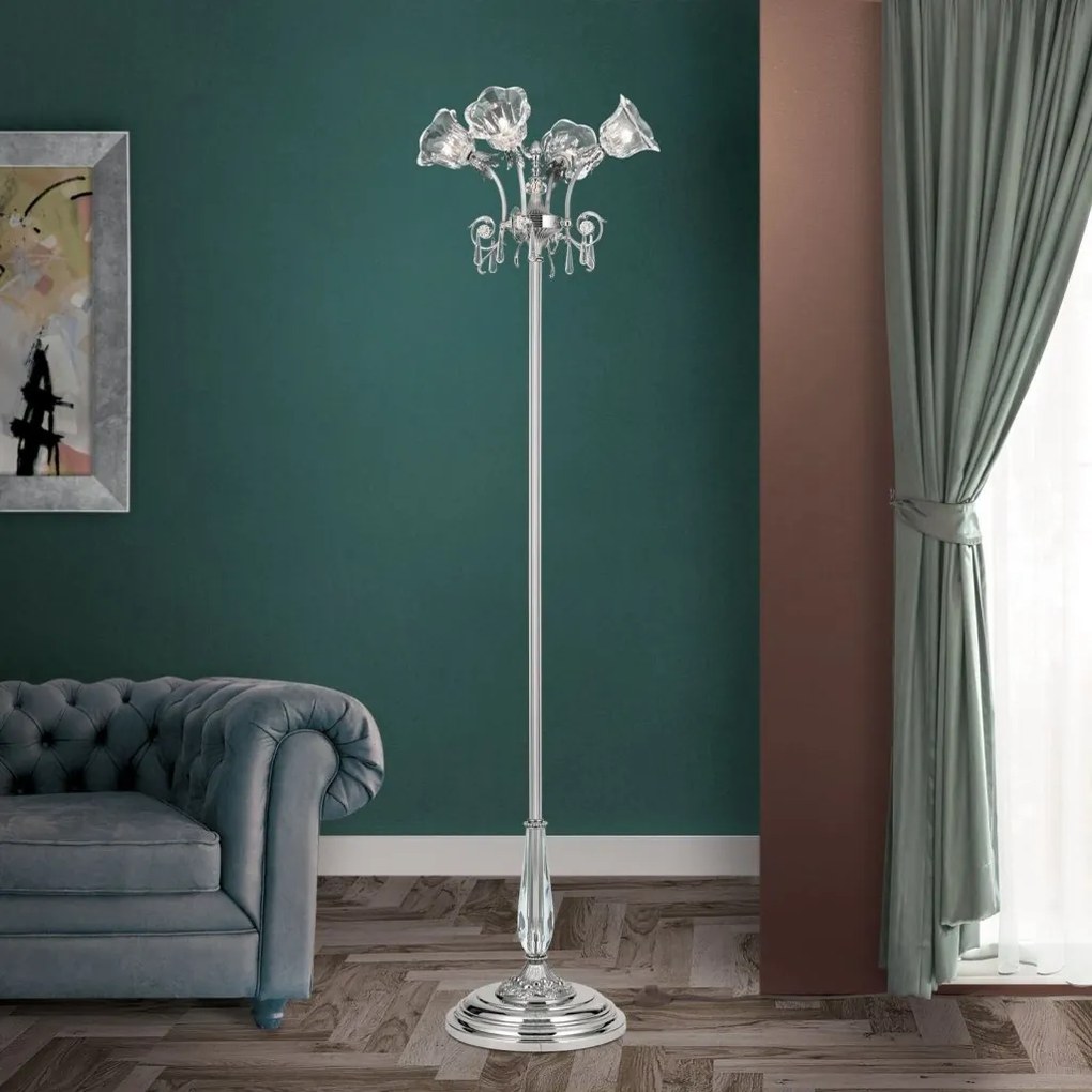 Lampadar, Lampa de podea design clasic LA BOHEME, argintiu antic