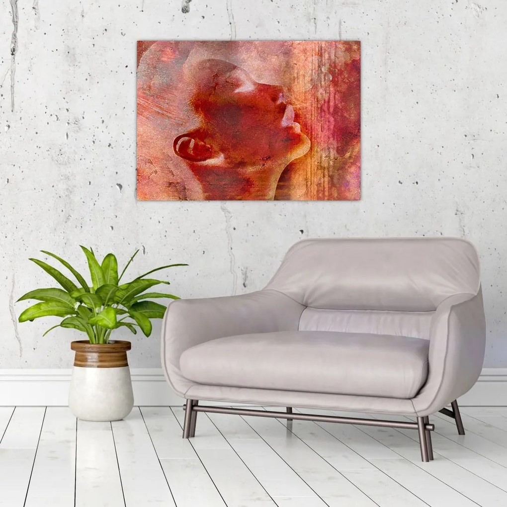 Tablou pe sticlă - Profilul feței feminine (70x50 cm)