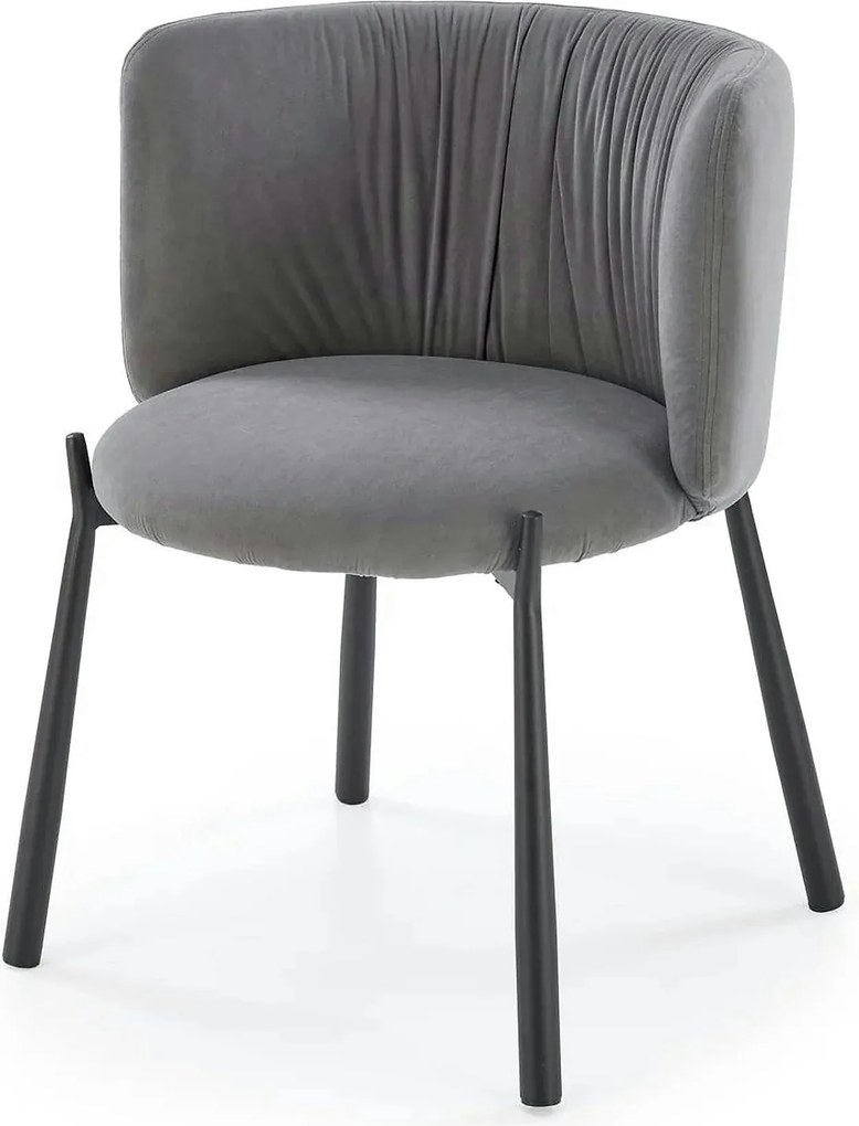 Scaun K531, gri/negru, stofa catifelata/metal, 60x58x76 cm