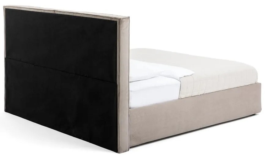 Pat matrimonial taupe tapițat cu spațiu de depozitare cu somieră 180x200 cm Thessa Bold – Bonami Selection