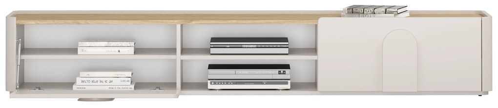 Comodă TV Amilio 220 cm - cashmere / stejar uleiat / mânere cashmere