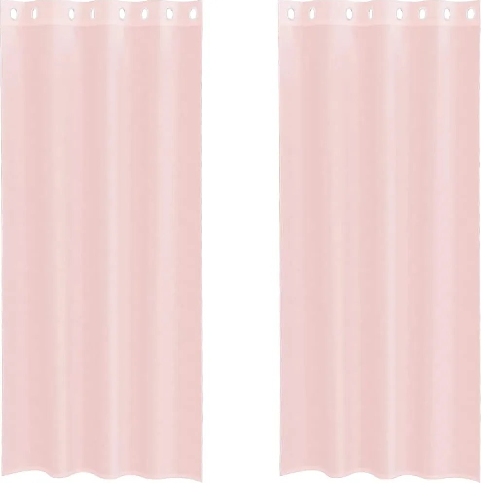 vidaXL Perdele Voile cu Oelii 2 buc Roz deschis 140x245 cm