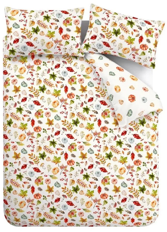 Lenjerie de pat albă-portocalie pentru pat de o persoană 135x200 cm Autumn Pumpkins – Catherine Lansfield