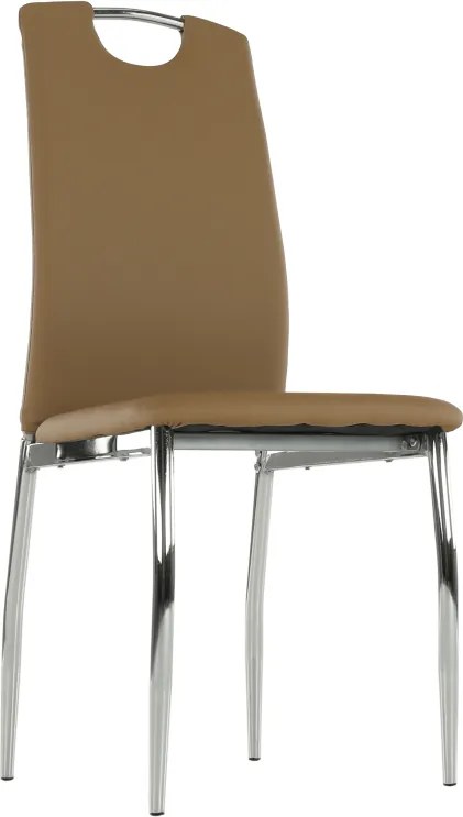 Scaun dining, piele ecologică bej/crom, ERVINA