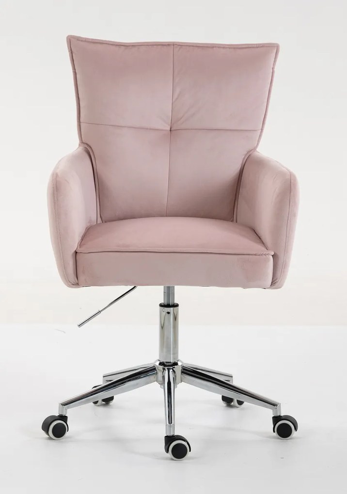 HR250K Scaun Catifea Roz Pudra Bază Cromata