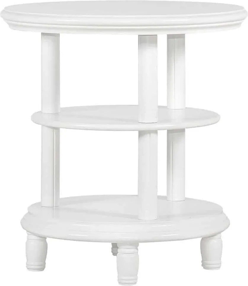 Masă lemn masiv alb de cafea rotunda Elizabeth 60x60cm