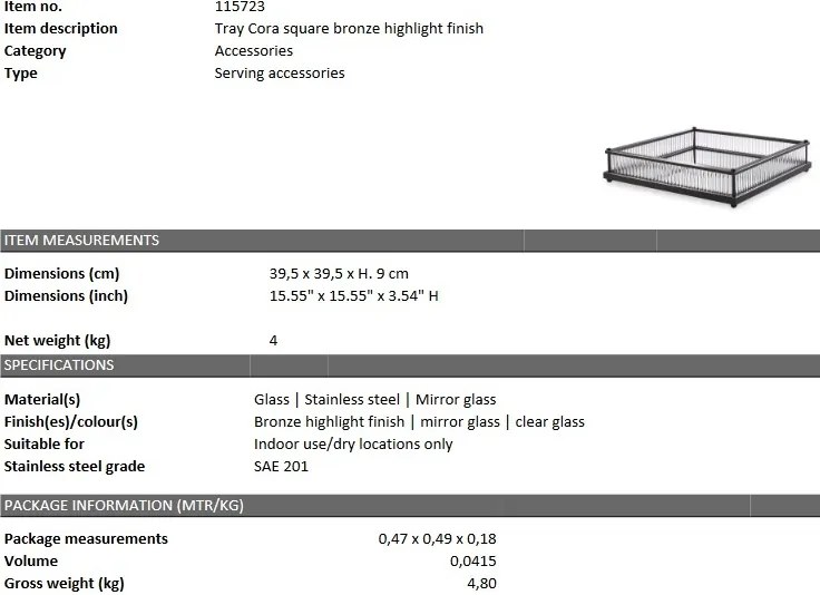 Tava design LUX Cora Square, bronz 115723 HZ