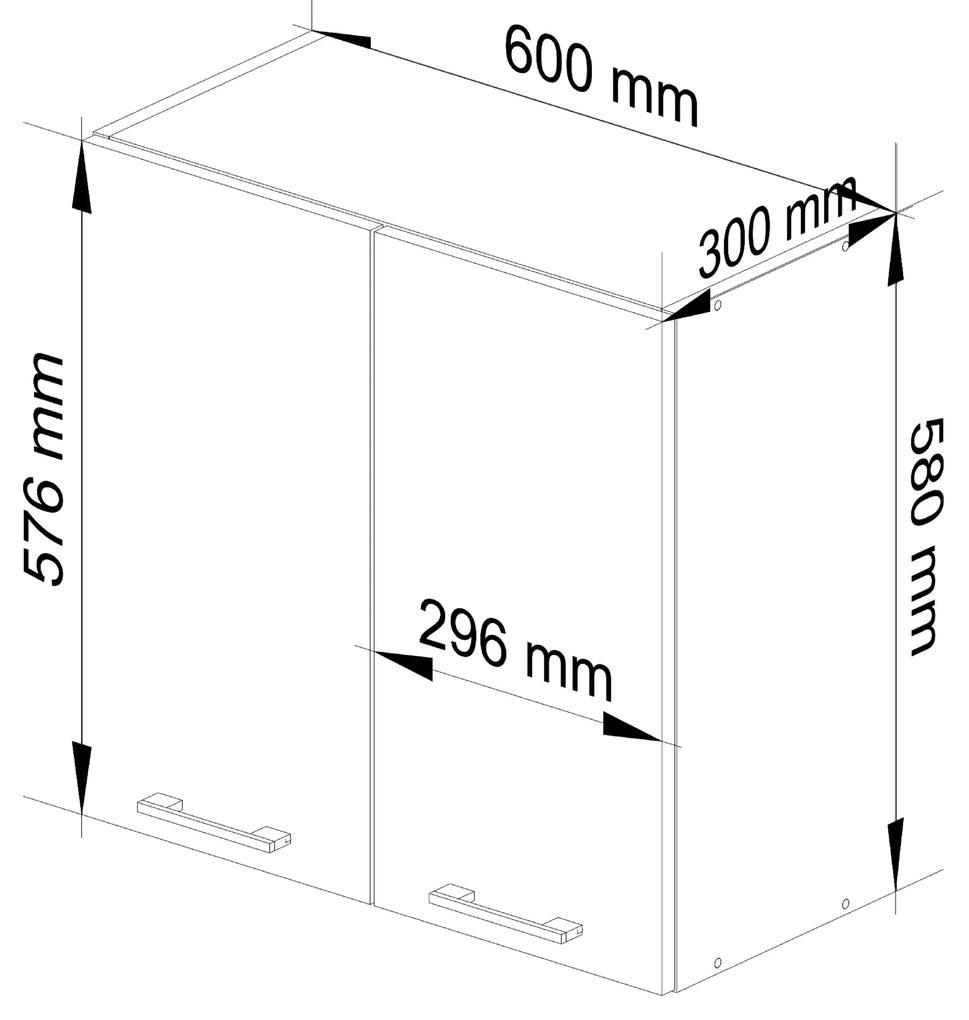 Dulap superior de bucătărie Ozara W60 H580 (alb + beton). 1071166