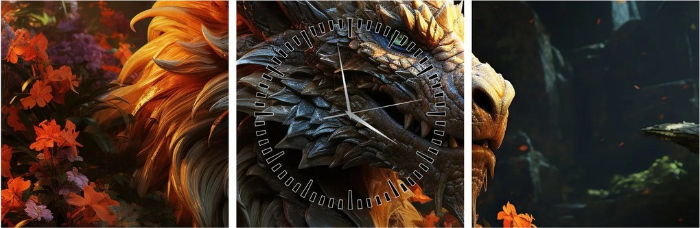 Tablou - Dragon (cu ceas) (90x30 cm)