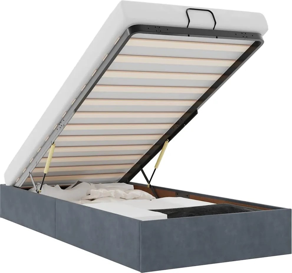 vidaXL Cadru pat otoman fără saltea Gri închis 90x190 cm catifea