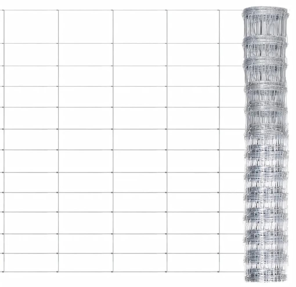 Gard de gradina, argintiu, 50x1,25 m, otel galvanizat 1, 50 x 1.25 m, 13 fire, 15 cm